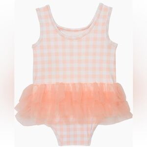 🆕Tucker + Tate Baby Girl Pink Cream Gingham Tutu One Piece Swimsuit::NWT SPF 50